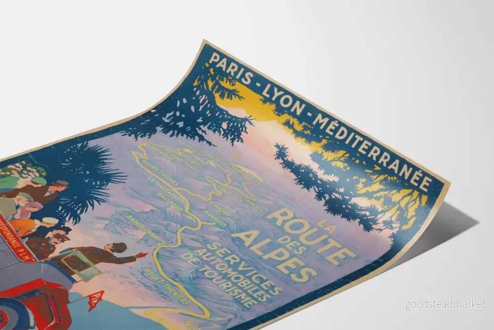 Vintageposter La Route des Alpes - Retro bergsvägsinredning för väggar - Bild 3