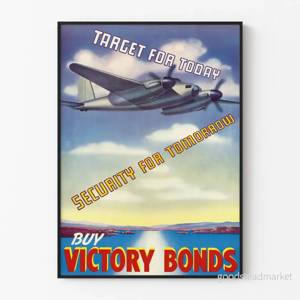 Vintageposter av Segelflygplan och Vinstobligation för väggdekoration