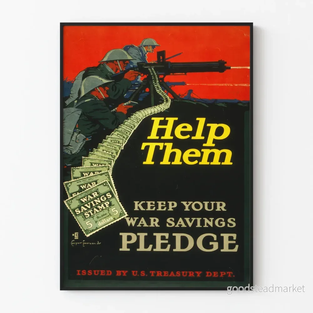 Vintage militärposter - Hjälp dem att lova krigsbesparing