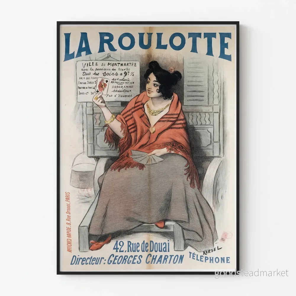 Vintageposter La Roulotte Montmartre - Konstnärlig väggdekoration