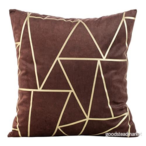 Eurofirany Elegant sammetsörngott, dekorativ kudde med tryck, 45 x cm, överdrag, mjuk soffkudde, triangelmönster, vinröd 5903571212917