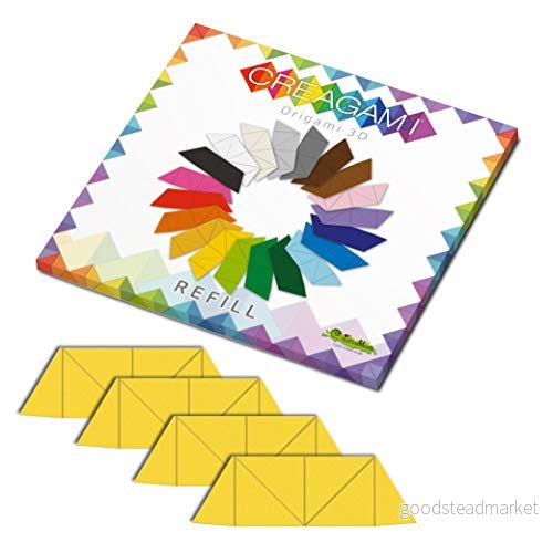 CreativaMente Förskurna kartonger och vikskenor för att göra 3D origami, svavelgul, 866 8032591788663