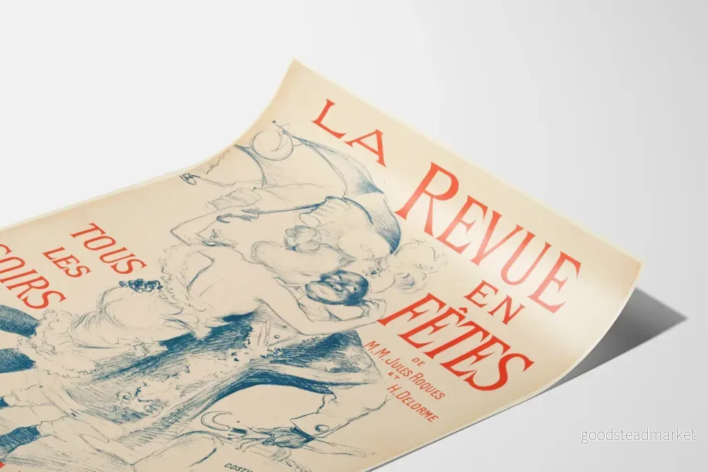 Vintageposter La Revue en Fêtes - Väggdekoration för Parisisk Teater - Bild 3