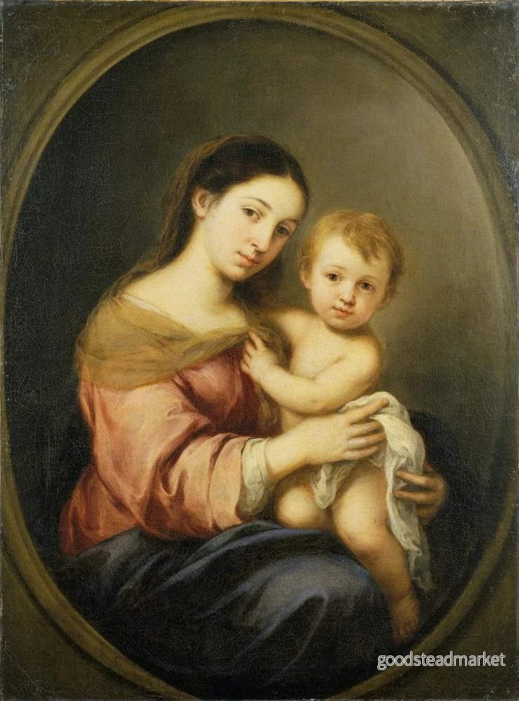 Målning La Vierge à l'Enfant - Bartolomé Esteban Murillo | Konsttryck - Bild 2