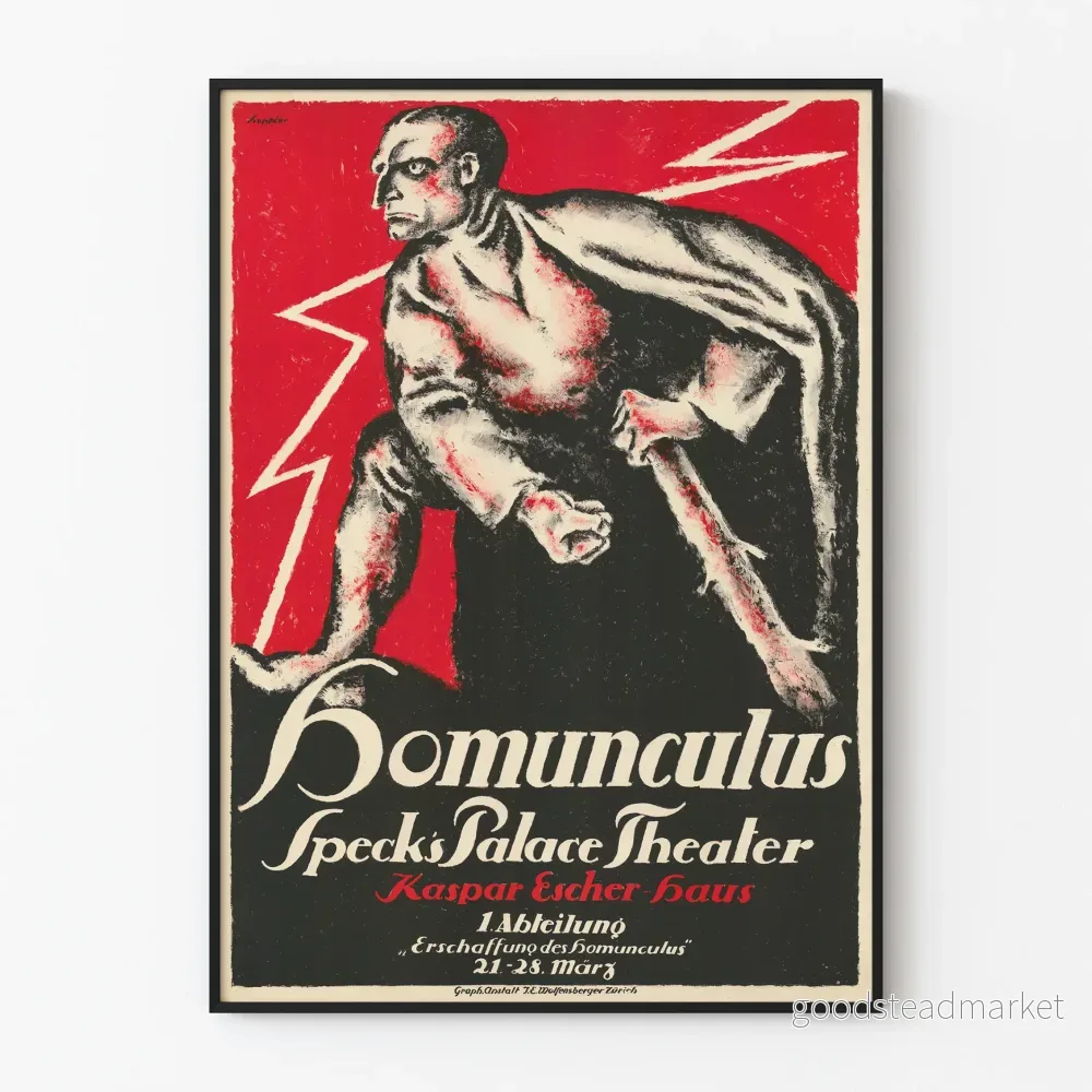 Vintageposter Homunculus Specks Palace Theater Kaspar Escher Haus