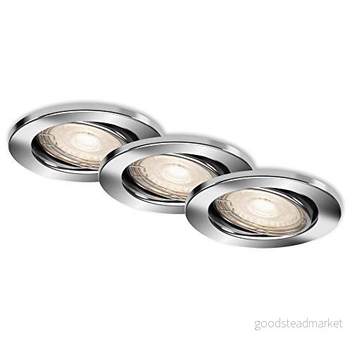 Briloner Leuchten LED infällda lampor, uppsättning av 3 taklampor, modul vridbar, 5 watt, 460 lumen, 000 Kelvin, IP23, krom, 86 x 70 mm (DxH) 4002707370338