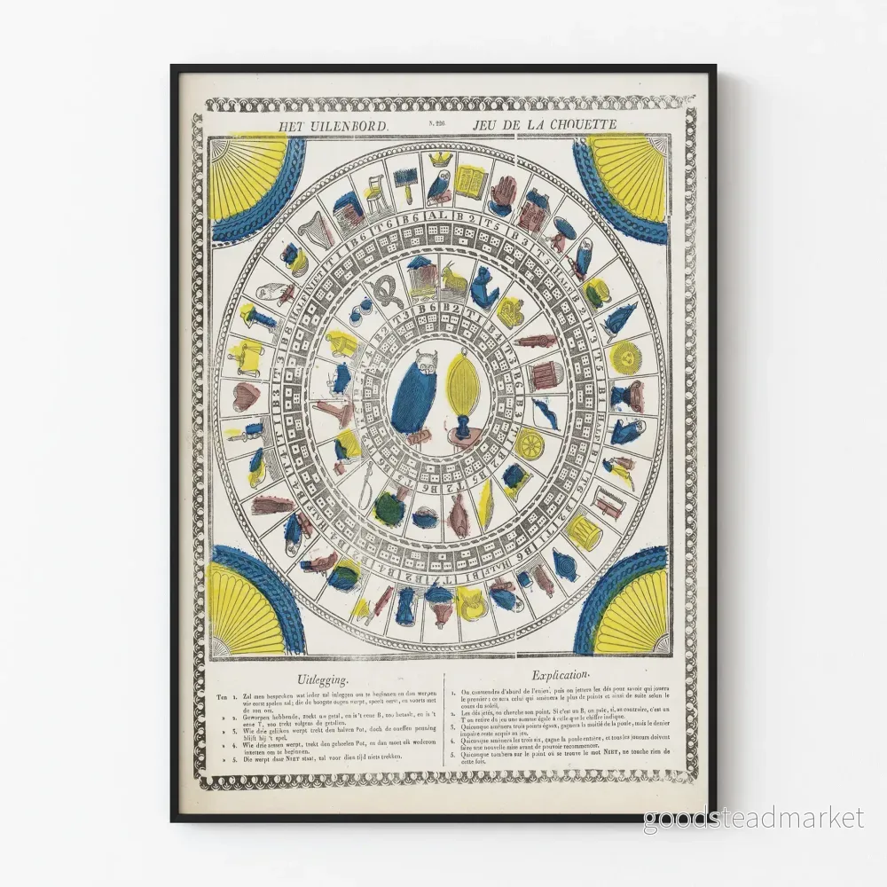 Poster med ugglanspel - vintage väggdekoration