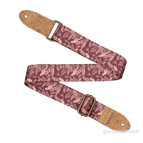 CASCHA Ukulele rem, vegan mauve Birds justerbar och bekväm ukulelerem av miljövänliga material, hållbar elegant, passar alla ukuleler, perfekt för spelare 4026929931580