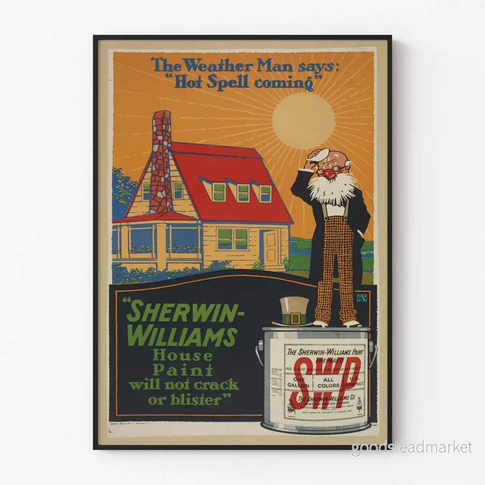 Vintageposter för Sherwin-Williams husfärg som tål värme