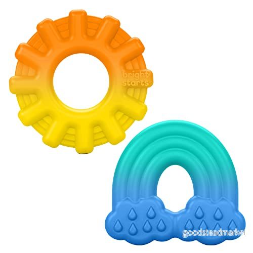 2 pack Chance of Smiles silikon bitring från Bright Starts Sol Rainbow lätt att förstå unisex 3 månader 74451167001