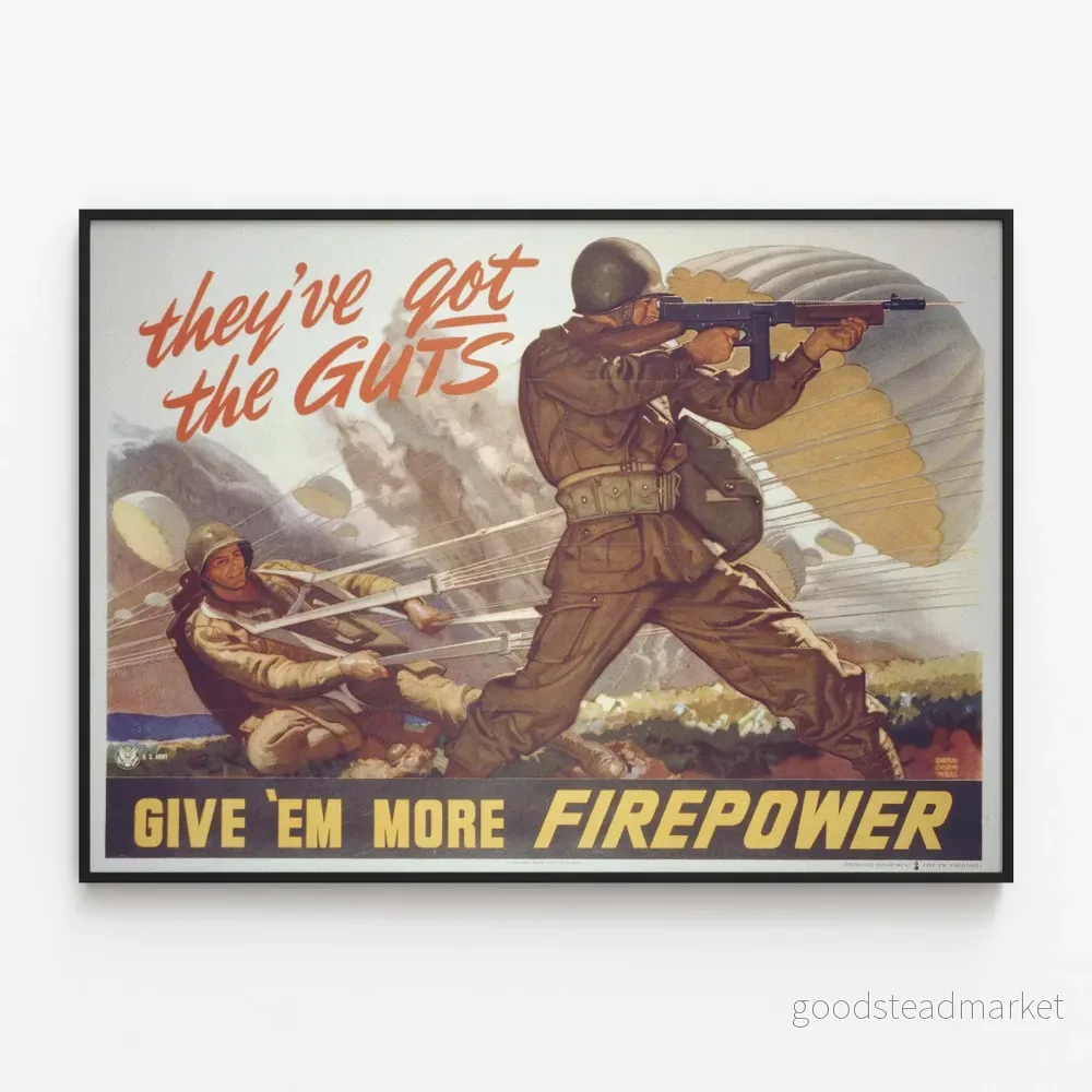 Vintage militärposter « Ge dem mer eldkraft » Vintage militärposter « Ge dem mer eldkraft »