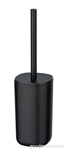 WENKO Davos toalettuppsättning inklusive toalettborste med utbytbart borsthuvud, badrumstillbehör i trendig helt svart design för badrum och gäster toalett, BPA fri, Ø 9,5 x 35 cm, matt 4008838351000