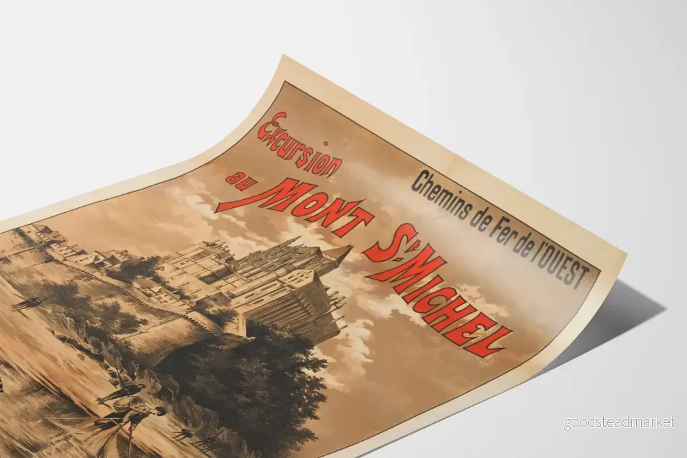 Vintageposter för utflykt till Mont Saint-Michel med Chemins de Fer de l'Ouest - Bild 3