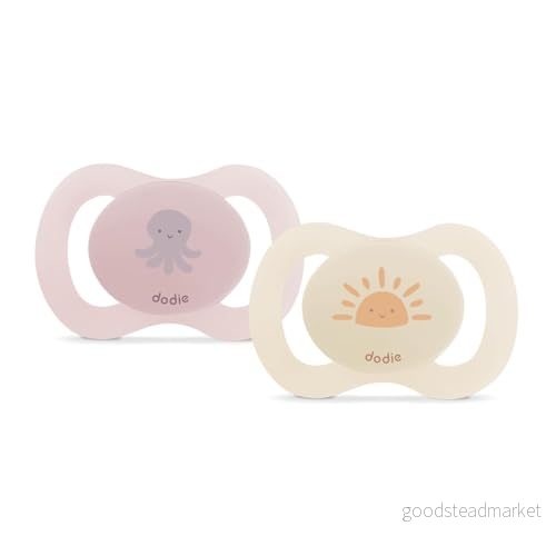 DODIE, Anatomiska nappar för födelse, babynapp, 0 2 månader, nurling, rosa, bläckfisk, set om 3700763511276