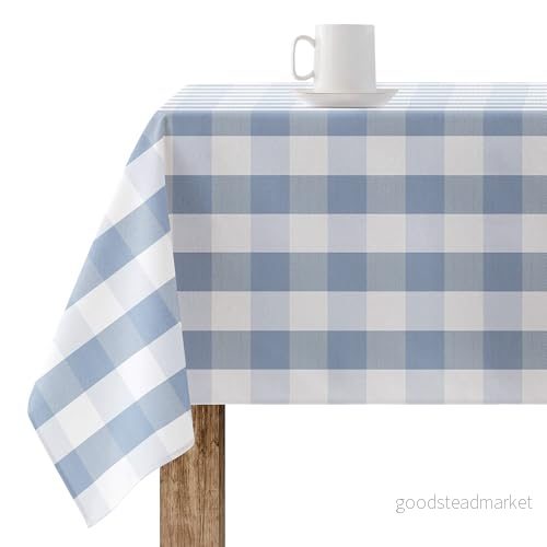 BELUM Bordsduk Stötfångade Ramskydd 0120 98, Vichy Ramor Storlek; 100x140 cm, Motorduk icke fläckar, Blå, 100% ekologisk bomull 8434563827316