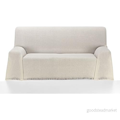 ECOMMERC3 Multifunktionellt överkast storlek 130 x 180 cm för soffa eller säng Foulard multifunktionell extra mjuk känsla ecru 8435767357173