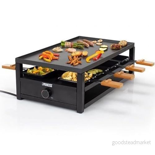 Princess Black Steel raclettemaskin, 8 personer, justerbar termostat, 1 300 W 8712836973978
