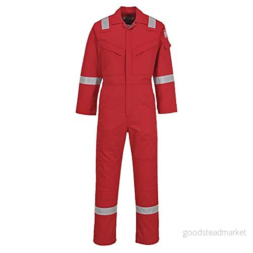 Portwest FF50RER44 Aberdeen FR Coverall, vanlig, storlek: UK44 EU56, röd 5036108261062