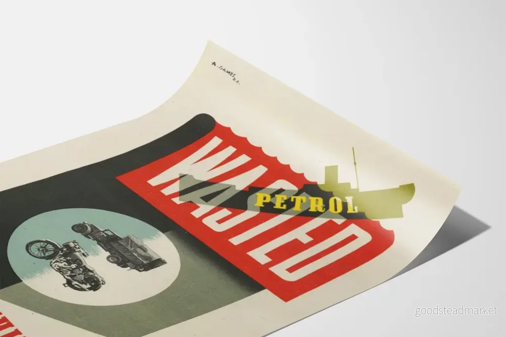 Vintage affisch med varning om oljeavfall - Retro väggdekoration - Bild 3