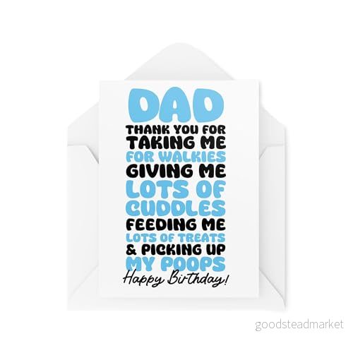 Cards From the Dog Dad Thank You for Taking Me Walkies Giving Cuddles födelsedagskort från hund CBH2005 5061017587187