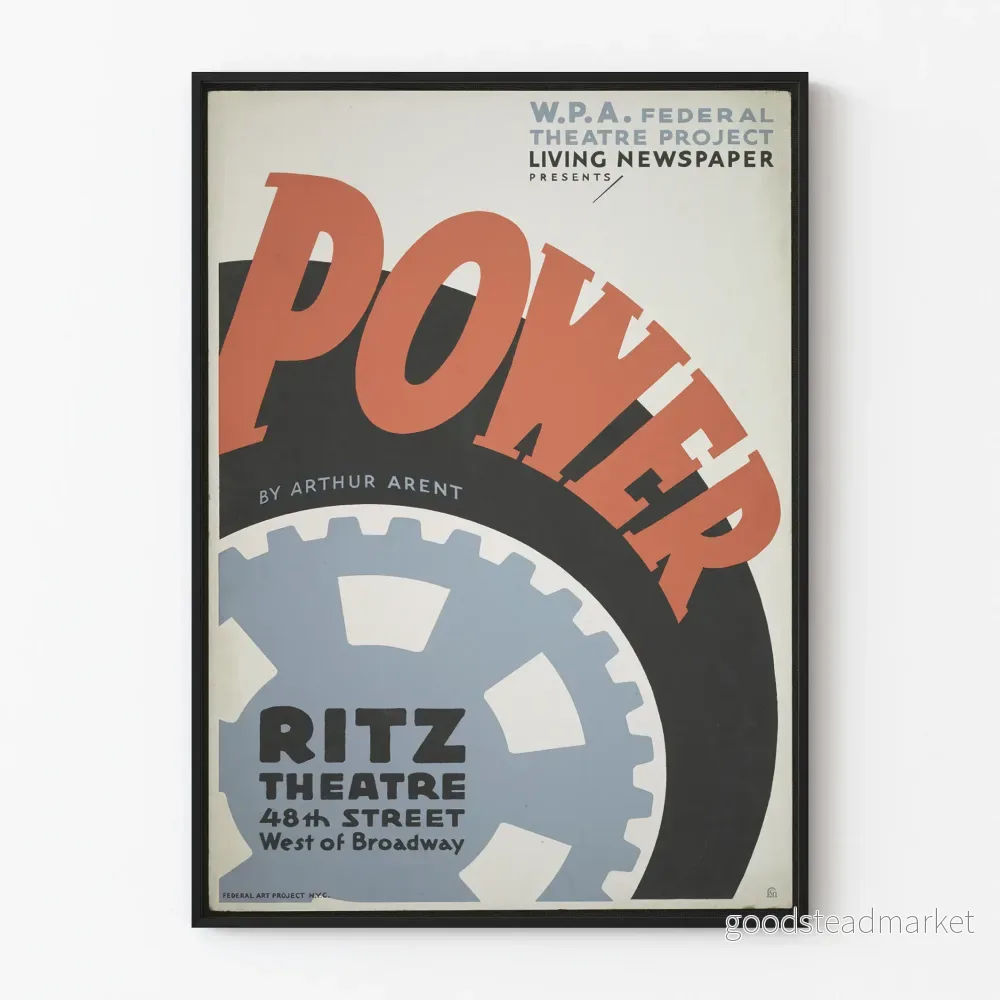 Vintageposter 'Power' för väggdekoration i industriell teater
