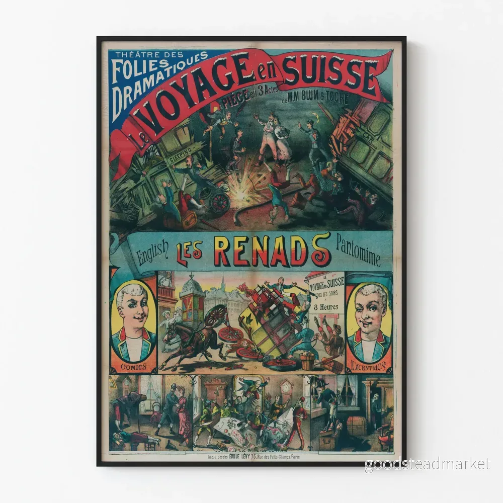 Vintageaffisch Teater "Resan till Schweiz" - Konstnärlig Väggdekoration