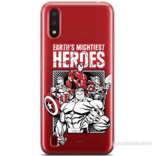 ERT GROUP mobiltelefonfodral för Samsung A01 originalt och officiellt licensierat Marvel mönster Avengers 005 optimalt anpassad till formen på mobiltelefonen, gedeeltelijk transparant 5904805430640