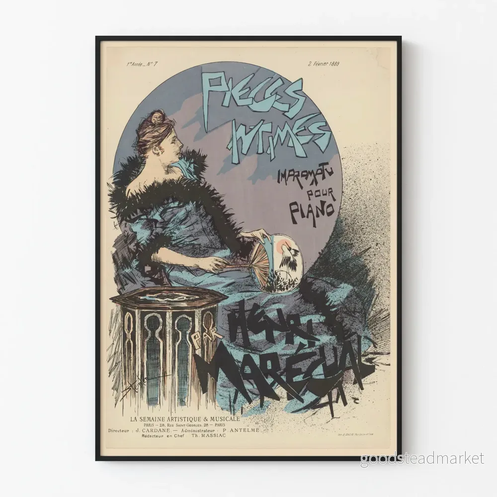 Vintageposter Pièces Intimes Impromptu för Piano