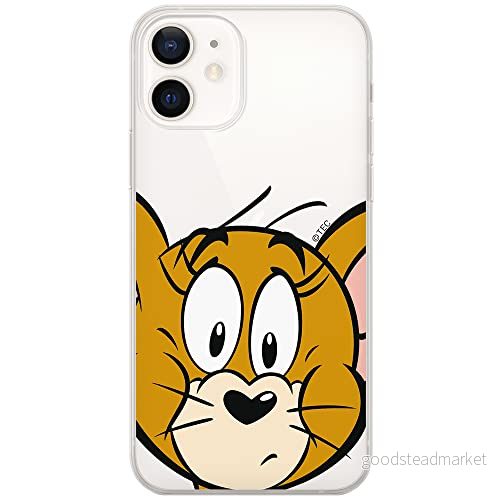 ERT GROUP mobiltelefonfodral för Apple Iphone 12/12 PRO originalt och officiellt licensierat Tom and Jerry mönster 002 Vit anpassad till formen på mobiltelefonen, gedeeltelijk transparant 5903040377567