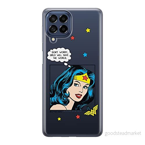 ERT GROUP mobiltelefonfodral för Samsung M33 5G originalt och officiellt licensierat DC mönster Wonder Woman 028 optimalt anpassad till formen på mobiltelefonen, gedeeltelijk transparant 5905511352011