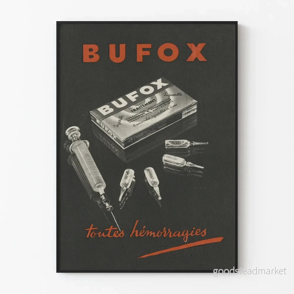 Vintageposter Bufox - Injektionsbehandling för blödningar