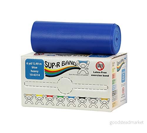 CanDo Träningsband/gymnastiktejp, längd 5,5 m, Sup R Band® latexfri, blå (tung) 714905040688