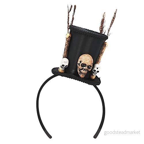 Boland 72278 Tiara Voodoo, hårband med minihatt och dödskalle, Mami Wata, mirakelhelare, huvudbonad, tillbehör, halloween, karneval, temafest 8712026722782