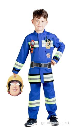 Fireman Sam New Uniform costume disguise fancy dress boy official (Size 3 4 years) with mask 8026196146805