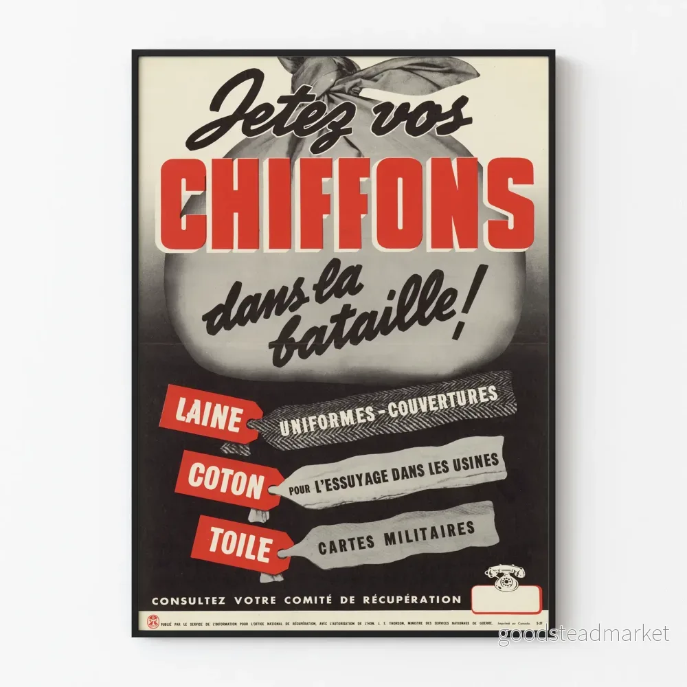 Vintage poster Tjäna dina trasor i striden - Retro väggdekoration