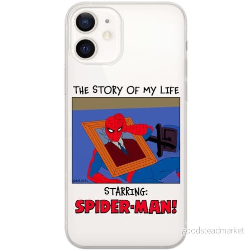 ERT GROUP mobiltelefonfodral för Iphone 12 Mini originalt och officiellt licensierat Marvel mönster Spider Man 036 optimalt anpassad till formen på mobiltelefonen, gedeeltelijk transparant 5905795011970