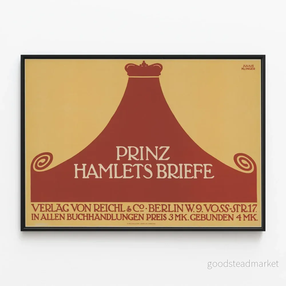 Poster Prinz Hamlets Briefe av Julius Klinger för vintage väggdekoration