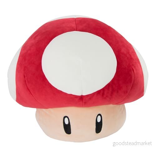 Red Mushroom Mocchi (Large), Nintendo Mario Kart, plyschleksakskudde i 40 cm storlek. Perfekt för barnrummet eller soffan, barn från 3 år och fans 53941129552