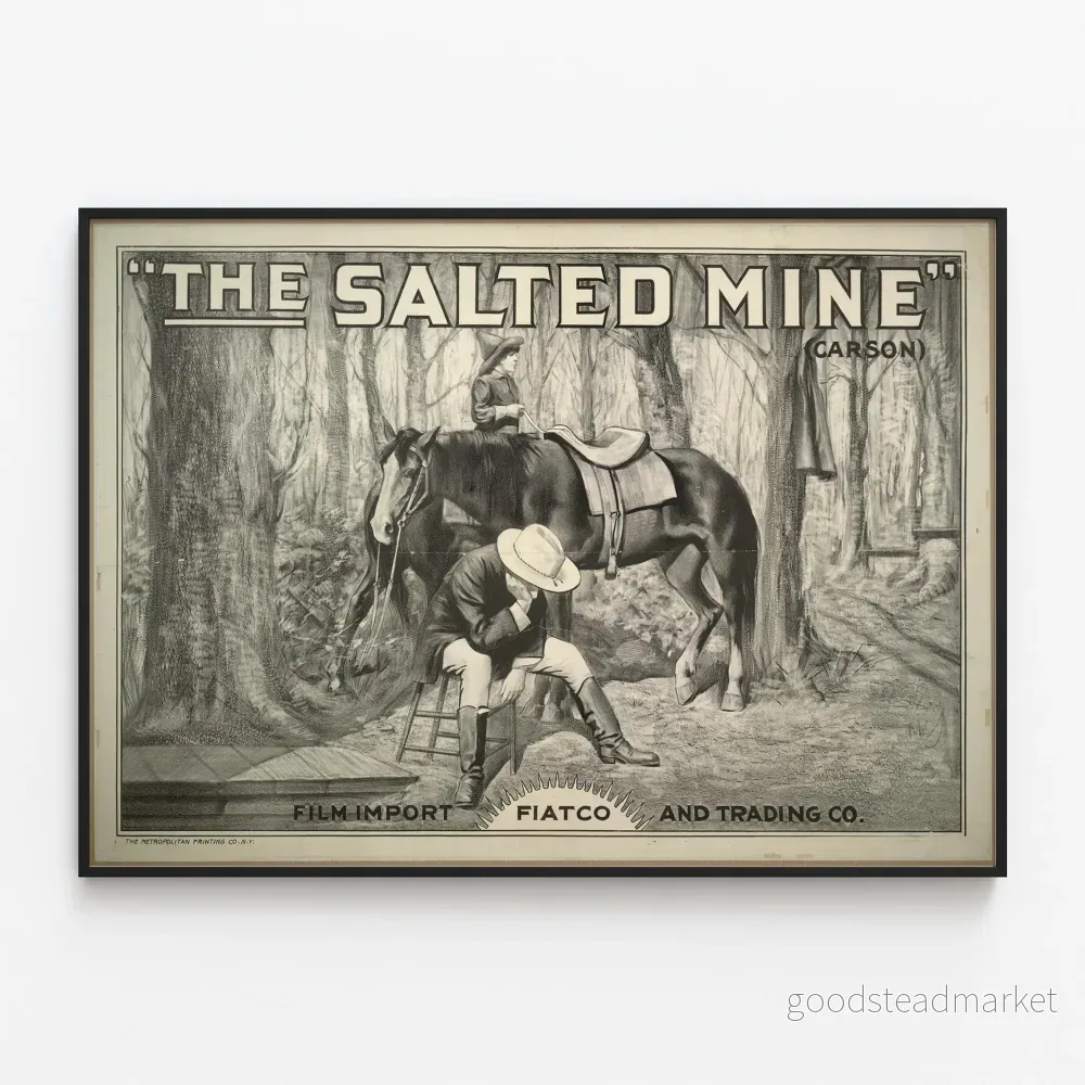 Vintageposter The Salted Mine - Väggdekoration i västerländsk stil i svartvitt