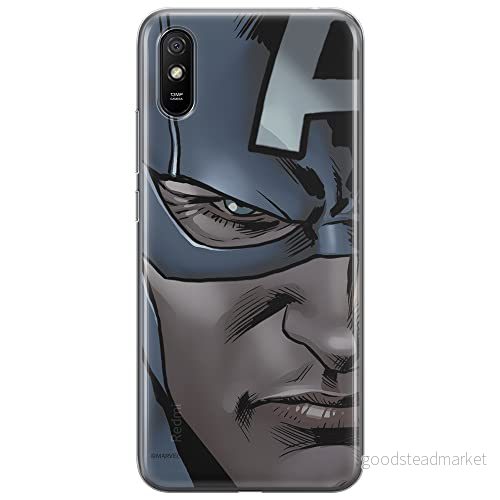 ERT GROUP mobiltelefonfodral för Xiaomi REDMI 9A originalt och officiellt licensierat Marvel mönster Captain America 020 Vit anpassad till formen på mobiltelefonen, fodral tillverkad av TPU plast 5903040295243