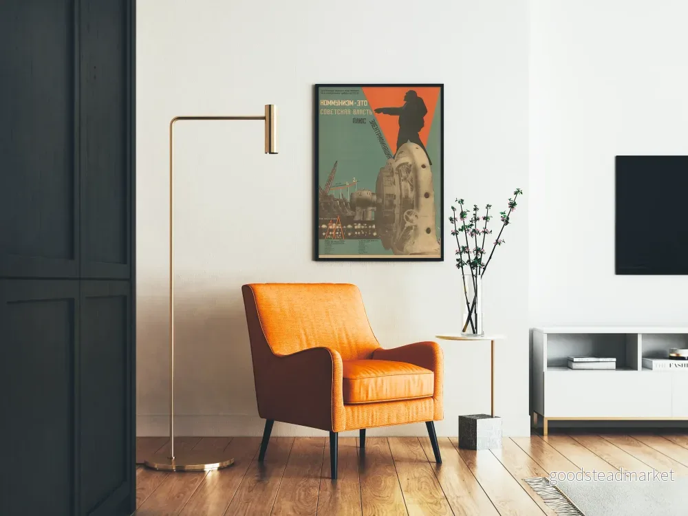 Sovjetisk väggdekorationsposter för elektrifiering och kommunistisk makt - Bild 2