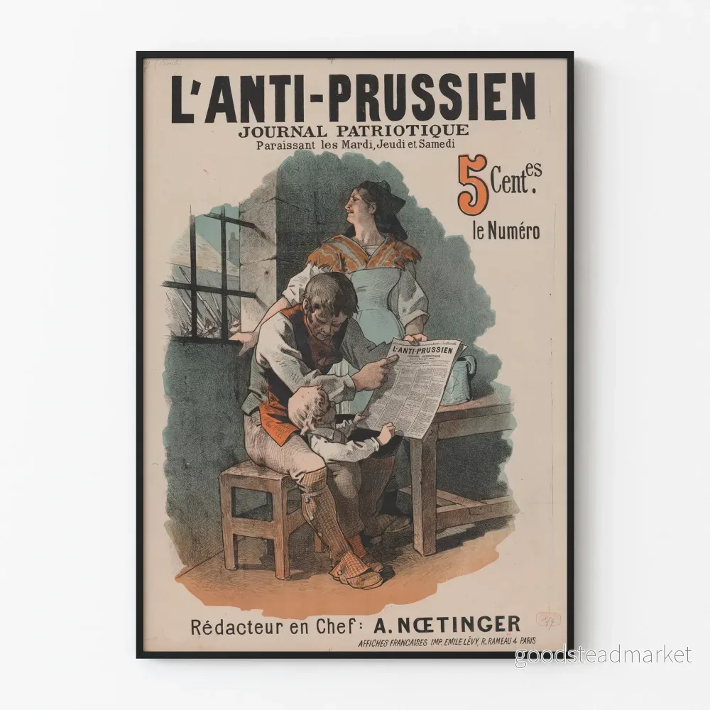 Vintageposter L'Anti-Prussien Journal Patriotique – Retro väggdekoration