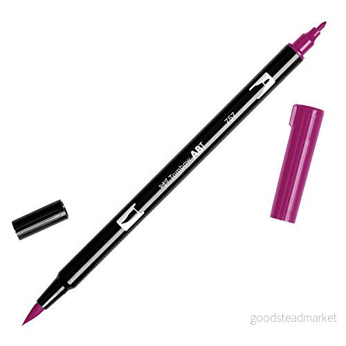 Tombow ABT 757 fiberpenna dubbla borstar penna med två spetsar, port red 4901991901955