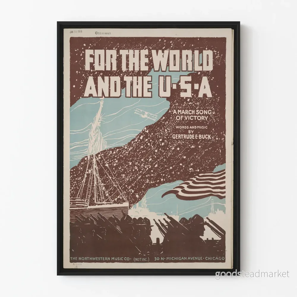 Vintageposter för världen och USA - Patriotisk väggdekoration