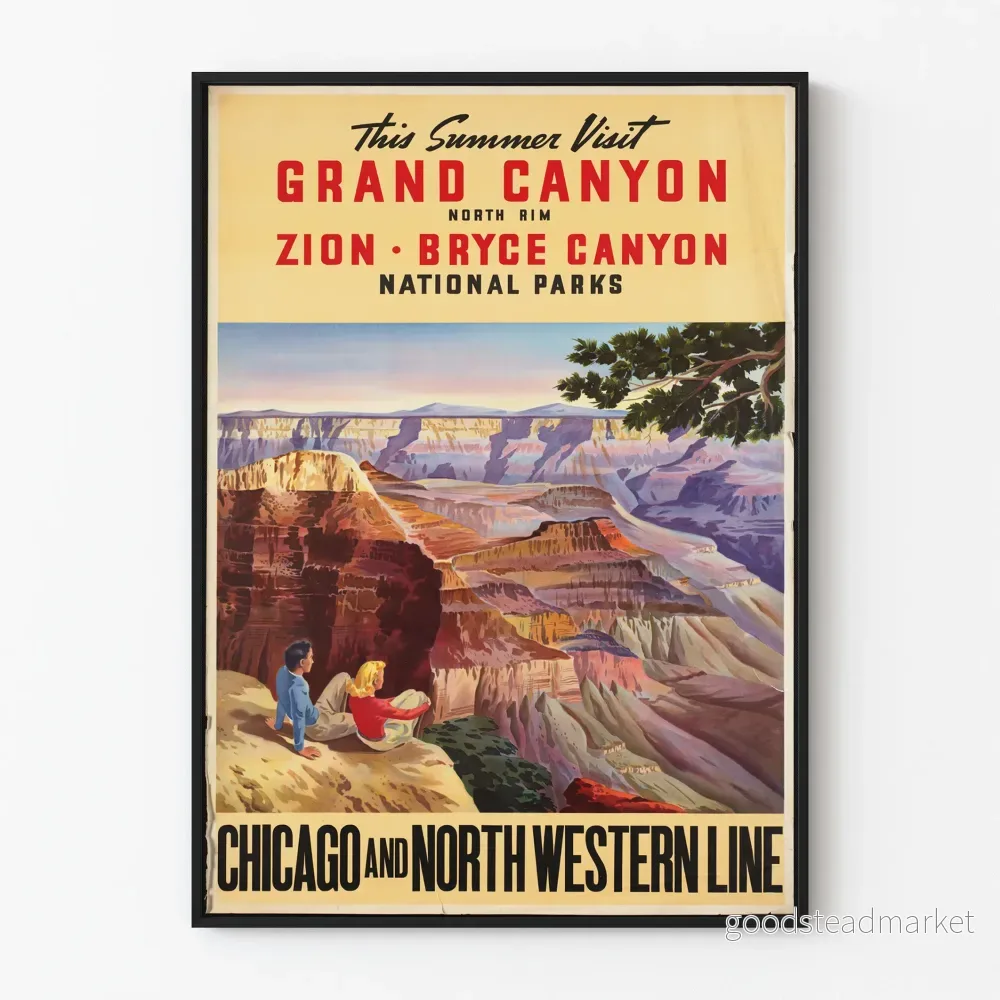 Vintageposter Nationella parker Grand Canyon Zion Bryce Canyon