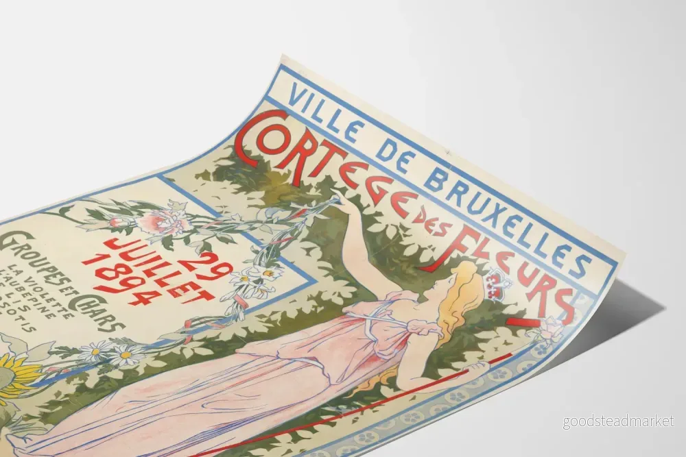 Vintageposter Cortège des Fleurs Bryssel 1894 - Bild 3