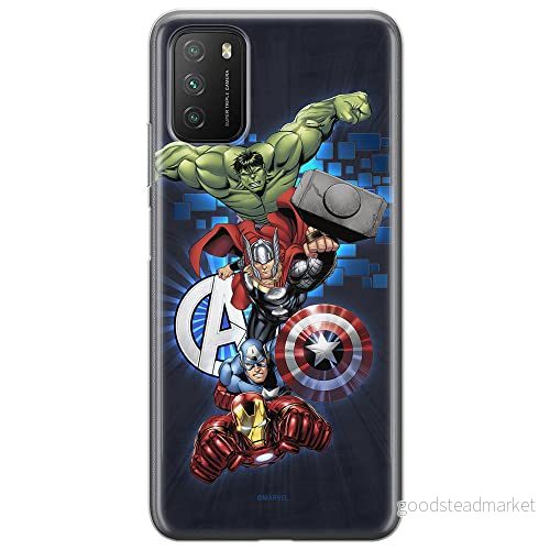 ERT GROUP mobiltelefonfodral för Xiaomi REDMI 9T originalt och officiellt licensierat Marvel mönster Avengers 001 optimalt anpassad till formen på mobiltelefonen, fodral tillverkad av TPU plast 5904805596407