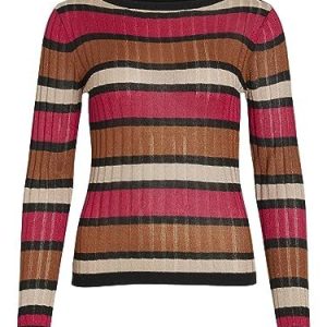 Vila VIEMBER New L/S glitter stickad topp/SU, Kärlekspotion/ränder: doeskin/svart/karamellcafé, L 5715358477293 Vila VIEMBER New L/S glitter stickad topp/SU, Kärlekspotion/ränder: doeskin/svart/karamellcafé, L 5715358477293