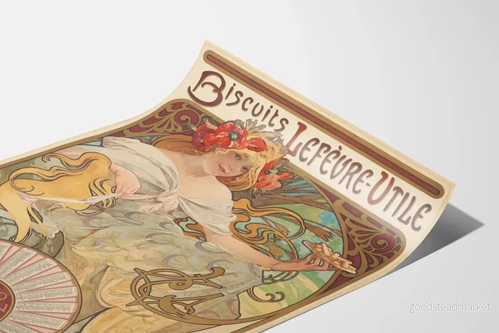 Vintageposter för Lefèvre-Utile-kex 1897 väggdekoration - Bild 3