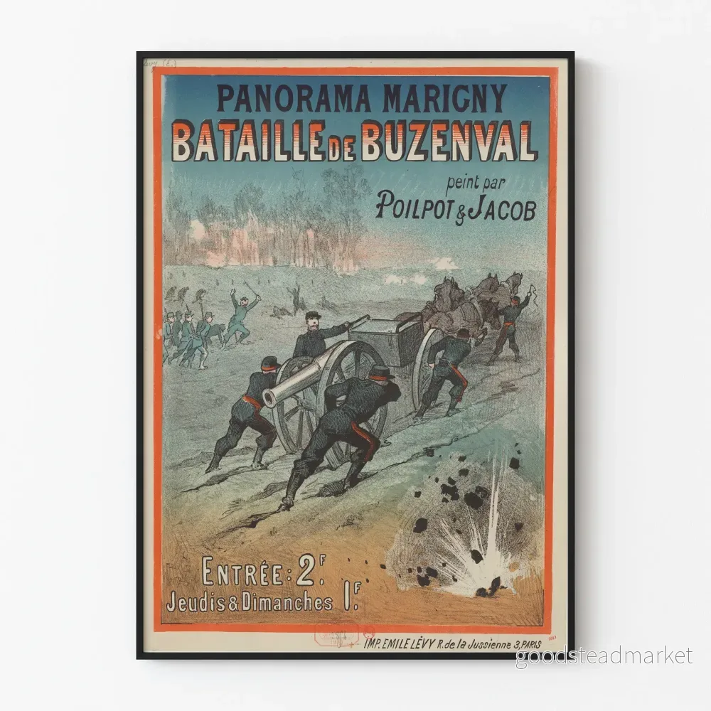 Vintageposter Panorama Marigny Bataille de Buzenval av Poilpot & Jacob